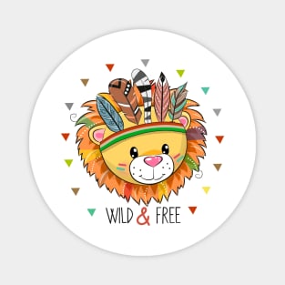 Cute lion with feathers and Indian coloring Magnet